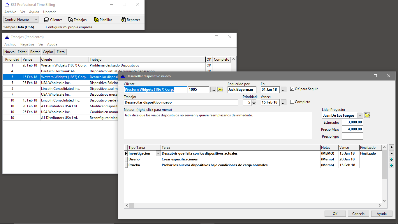 BS1 Professional Time Billing (Spanish) Screenshot