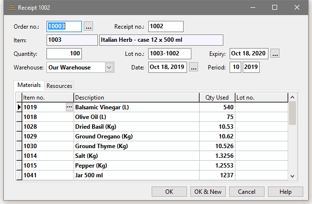 Food manufacturing ERP software